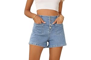 Sidefeel Women's Jean Shorts Button Fly Stretchy High Waisted Zimbaplatinum Jeans Summer Outfit 2025 Denim Shorts