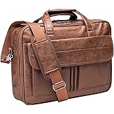 seyfocnia Men's Business Travel Briefcase Leather Handmade Messenger Bags Laptop Bag