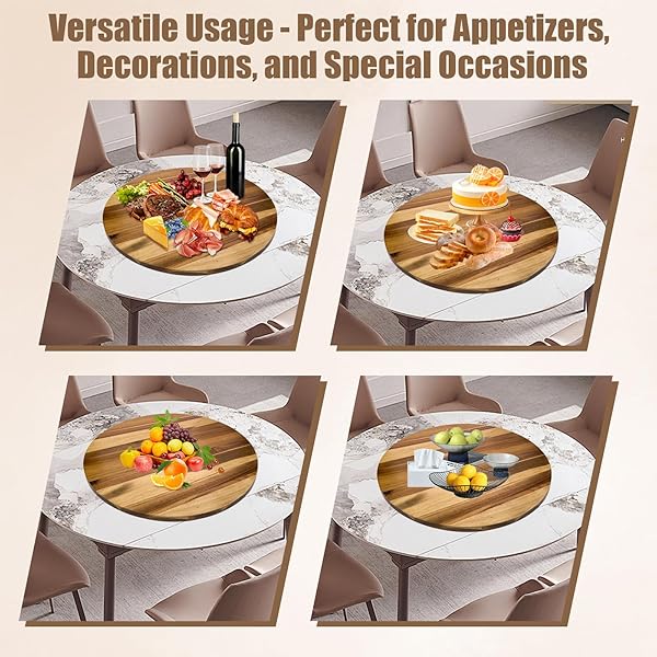 20” ACACIA WOODEN LAZY SUSAN FOR TABLE TOP,LARGE LAZY SUSAN FOR DINING TABLE,TABLE TURNTABLE STORAGE,EXTRA LARGE LAZY SUSANS ORGANIZER WITH DURABLE,TURNING TURNTABLE FOR CABINET,COUNTERTOP OR PANTRY