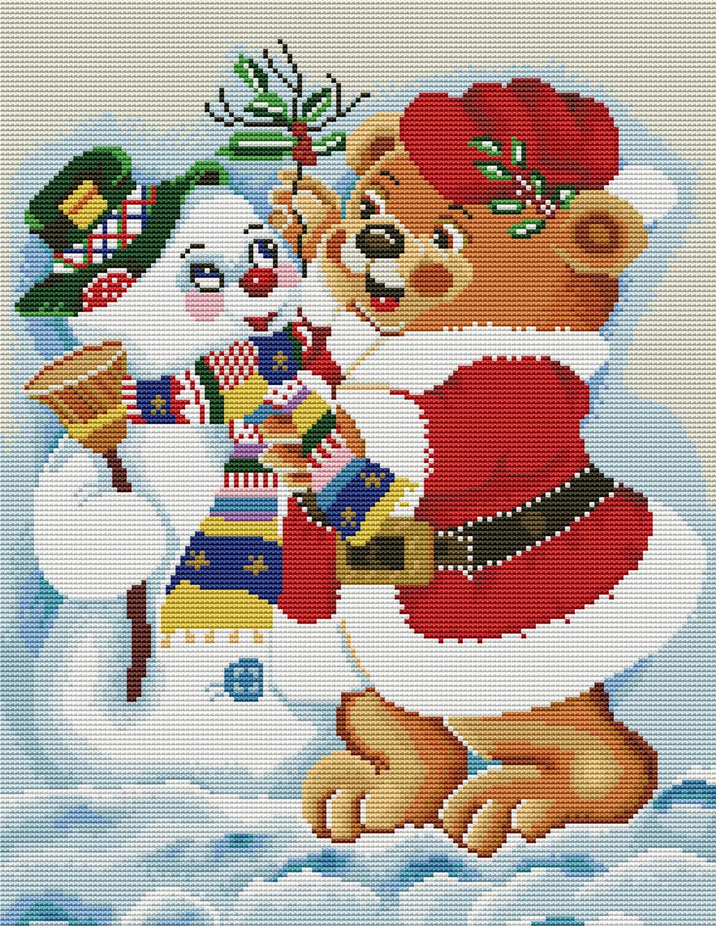 Abillyn Embroidery Cross Stitch Kits Brown and White Bear Lover Stamped with Printed Pattern Starter Kit (Bear)