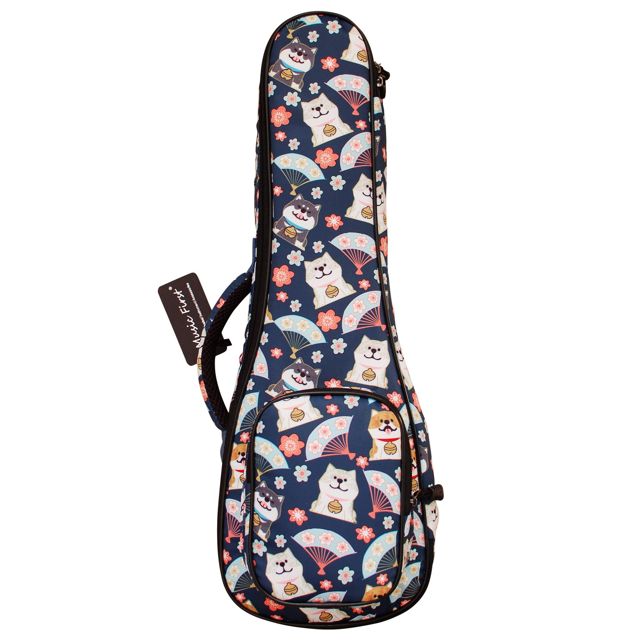 MUSIC FIRST Cute Cartoon 'Shiba Inu and Sakura' Dog Ukulele Case, Fit for 26~27 inch Tenor Ukulele, Blue