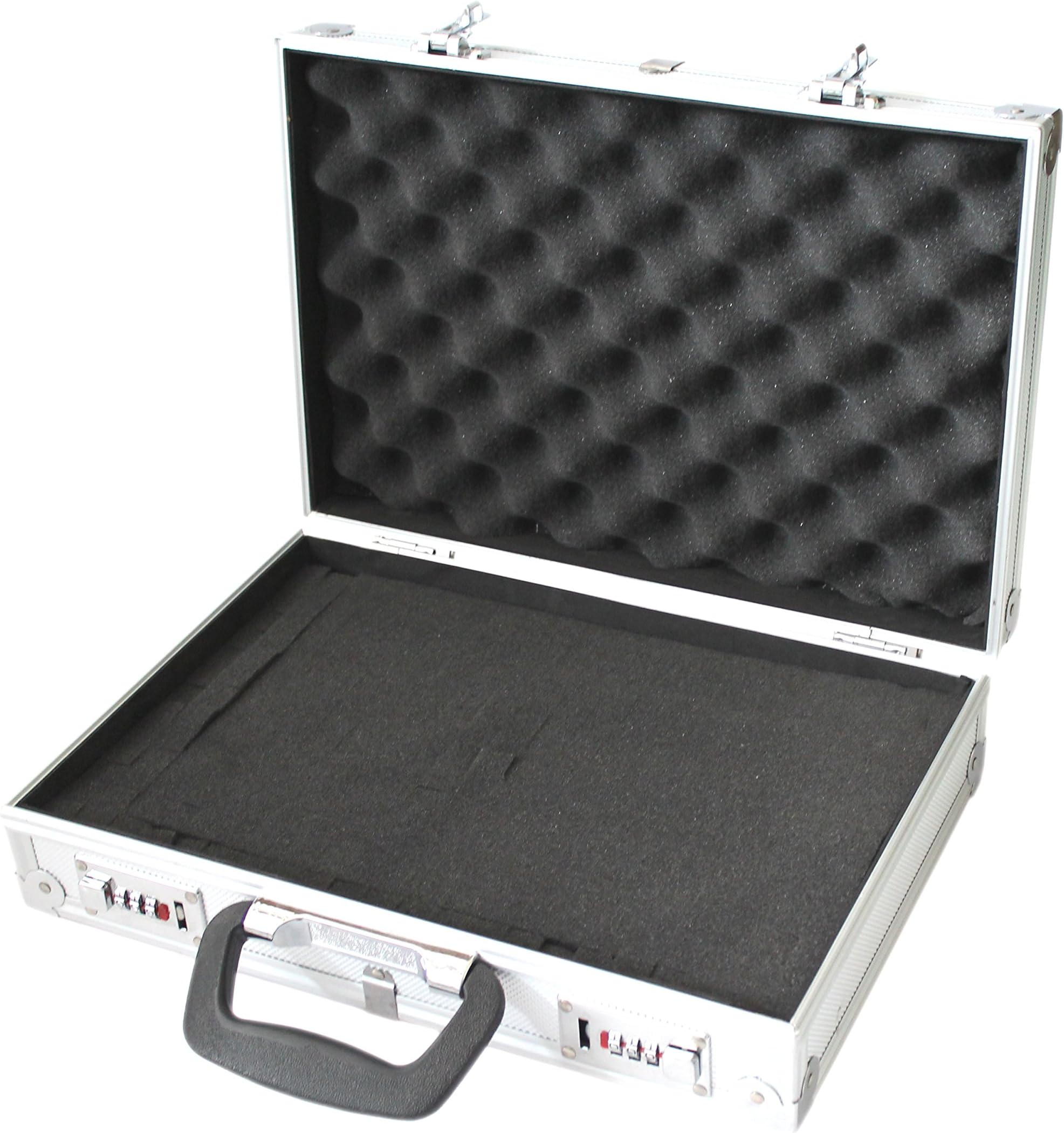 Kscase Tool Case Aluminium Tool Case For Instrument And Technical Equipment with Adjustable Foam Interior L x W x H 370X250X97 MM Silver