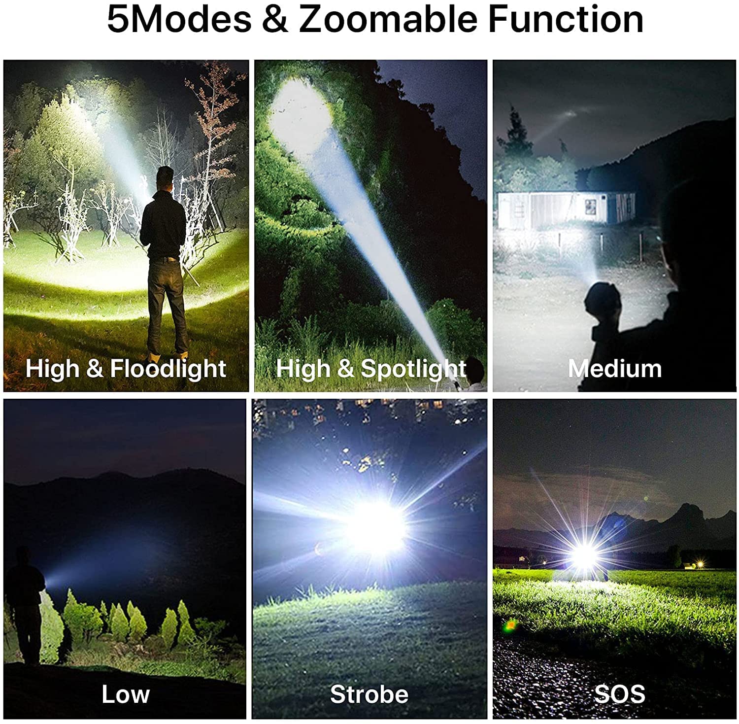 Rechargeable Flashlights High Lumens, 90000 Lumens Super Bright LED Flash Light, 5 Modes, IPX5 Waterproof Handheld Flash Light for Home, Emergencies, Camping