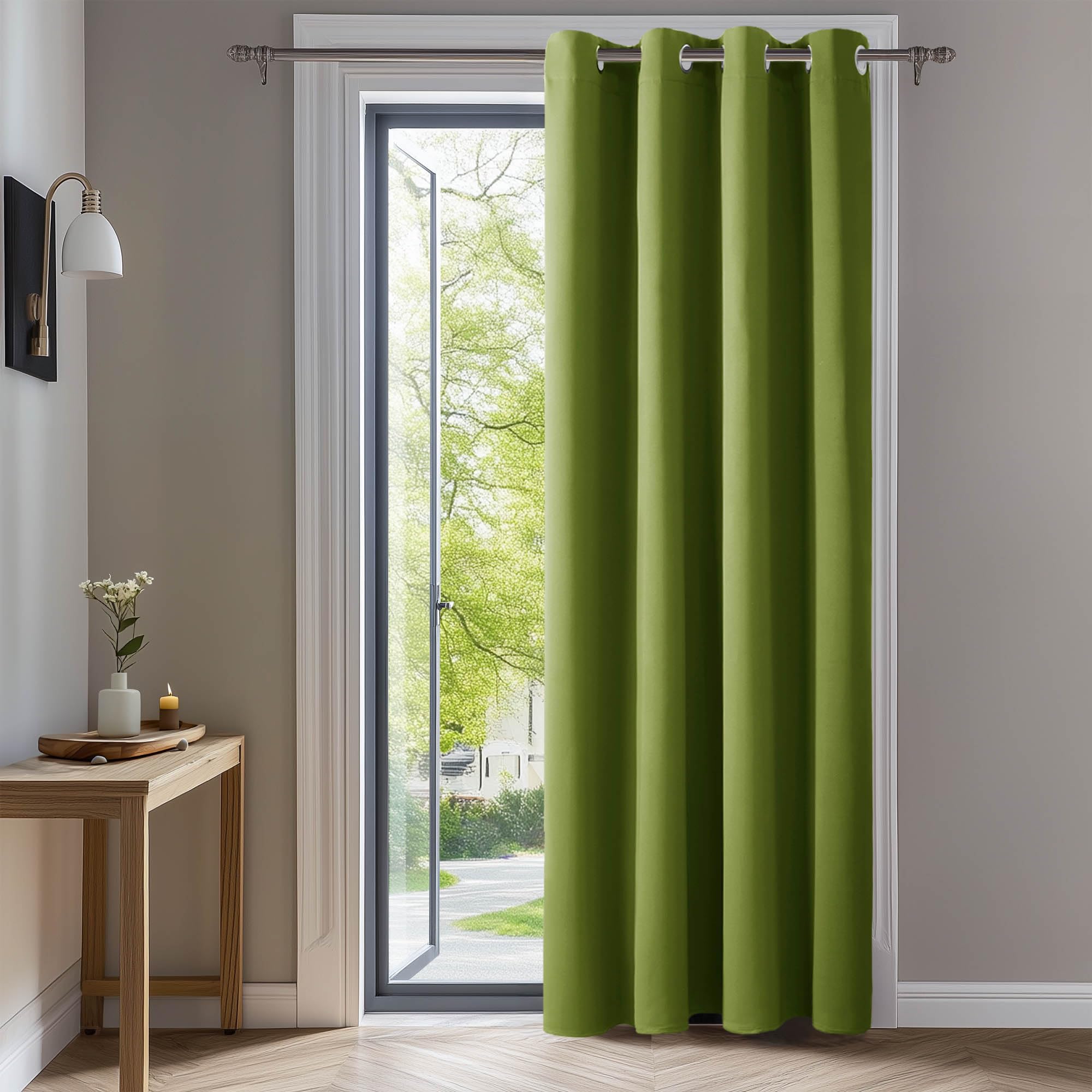 Deconovo Door Curtain Eyelet Thermal Insulated Blackout Curtain for Girls Bedroom 52"x 84" Grass 1 Panel
