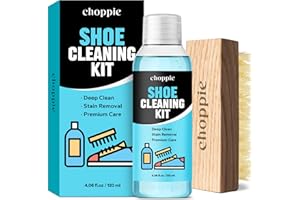 Choppie Shoe Cleaning Kit (4.06 Fl Oz), 2Pcs Set with Deep Cleaning Solution & Brush, Cleaner Kit for Sneakers, Suede, Leather, Mesh Shoes, and Tennis Shoes