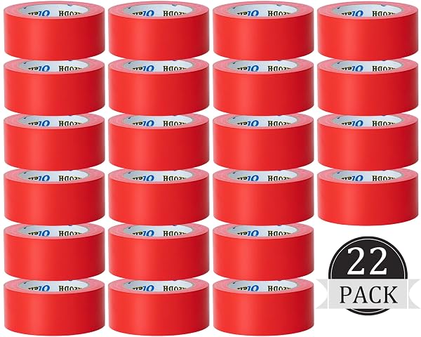 OLEITODH 22 PACK RED DUCT TAPE HEAVY DUTY,8.3 MIL THICKNESS,2 INCHES X 30 YARDS,STRONG INDUSTRIAL STRENGTH,FLEXIBLE,NO RESIDUE,WATERPROOF AND TEAR BY HAND,MULTI-USE FOR INDOOR & OUTDOOR REPAIRS
