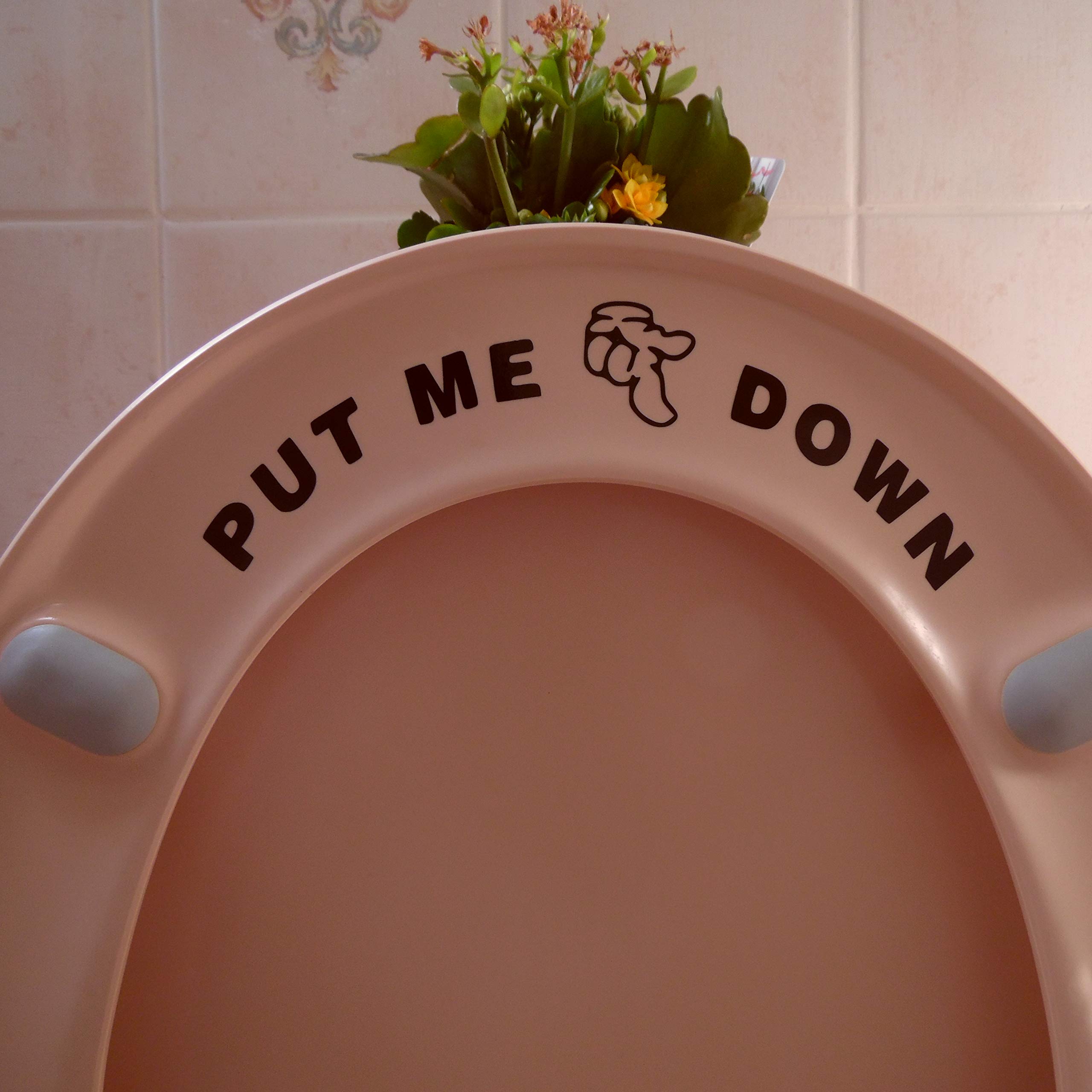 Fun 'Put Me Down' Funny Toilet Seat Sticker Bathroom Cute Wall Decal - Black Accessory - Potty Training (Black)