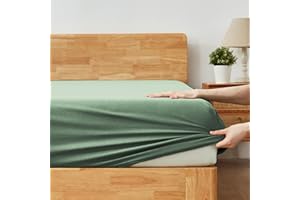 Alazuria Solid Fitted Bed Sheet, Breathable, Double Brushed, Soft Microfiber for Kids - 1800 Thread 16" Deep Pocket, 1 Piece - Twin Size, Green Tea Sage