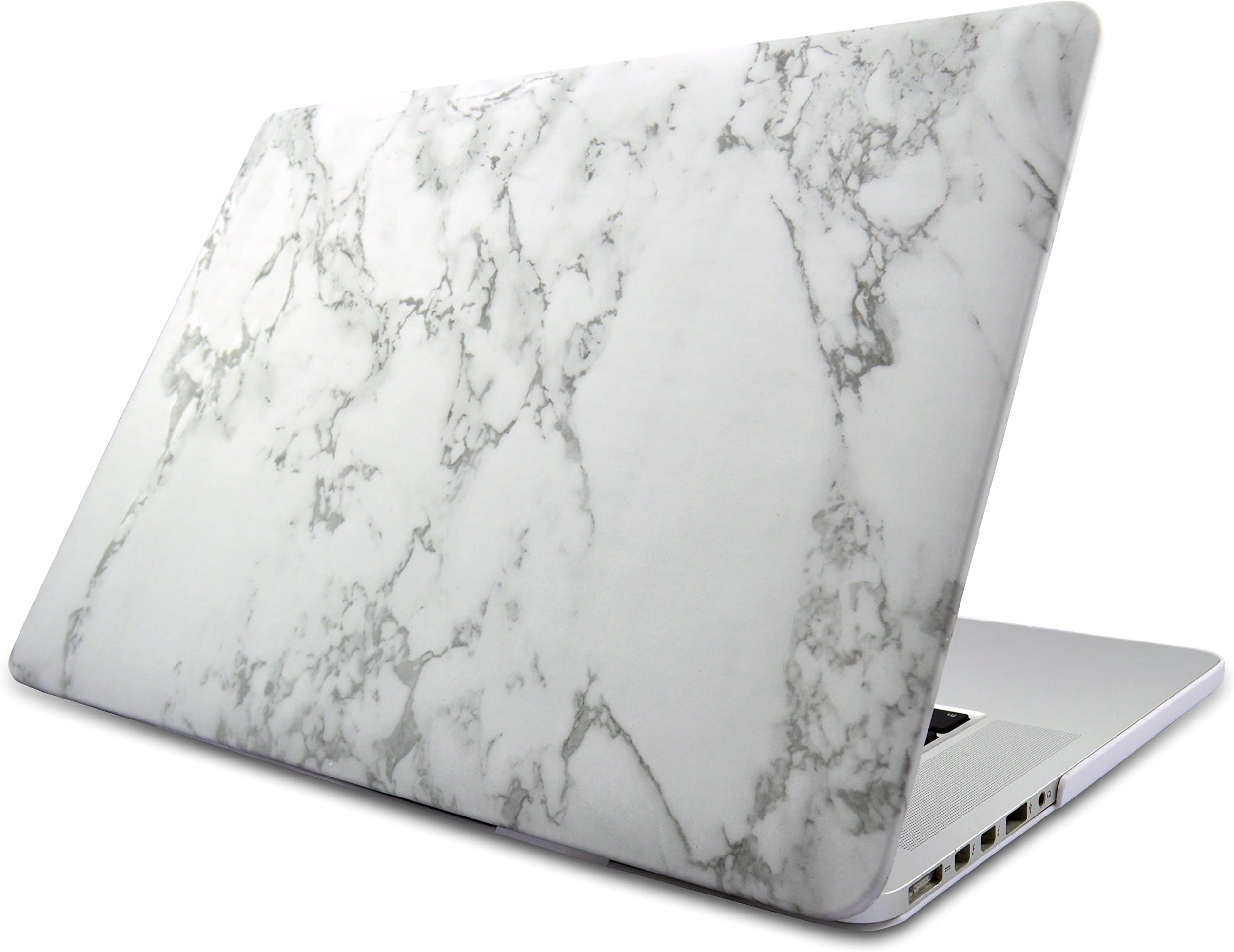 NovoTech Soft Touch Matte Finish Rubberized Hard Shell Case for MacBook Pro 15-Inch with Retina Display - White Marble