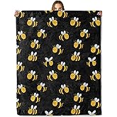 mrfwo Cute Bumble Bee Pattern Blanket, Soft Flannel Adorable Smiling Bees Throw Blanket for Couch - Lightweight Fuzzy Bed Travel Fun Blankets, Gifts for Women Girls Kids, Cheerful Room Decor 50"×60"