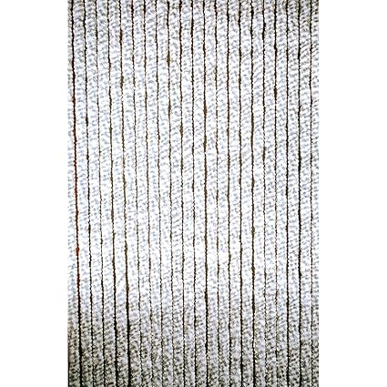 Chenille - Flauschvorhang 56 x 185 cm grau/weiss Wohnwagenmodel: Amazon