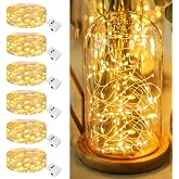 Fairdeer 6 Pack Fairy Lights Battery Operated - 7ft 20 Led Twinkle lights 3 Modes, Bulk Mini String Lights Waterproof for Mason Jars Vases DIY Party Table Centerpieces Christmas Decoration -Warm White