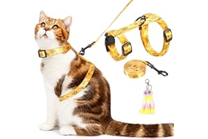 Pedobi Cat Harness and Leash Set - Escape Proof Adjustable Cat Harness, Comfortable Soft Lightweight, Use Safe & Easy, Walking Travel Kitten Harness for Small Medium Large Cats Yellow