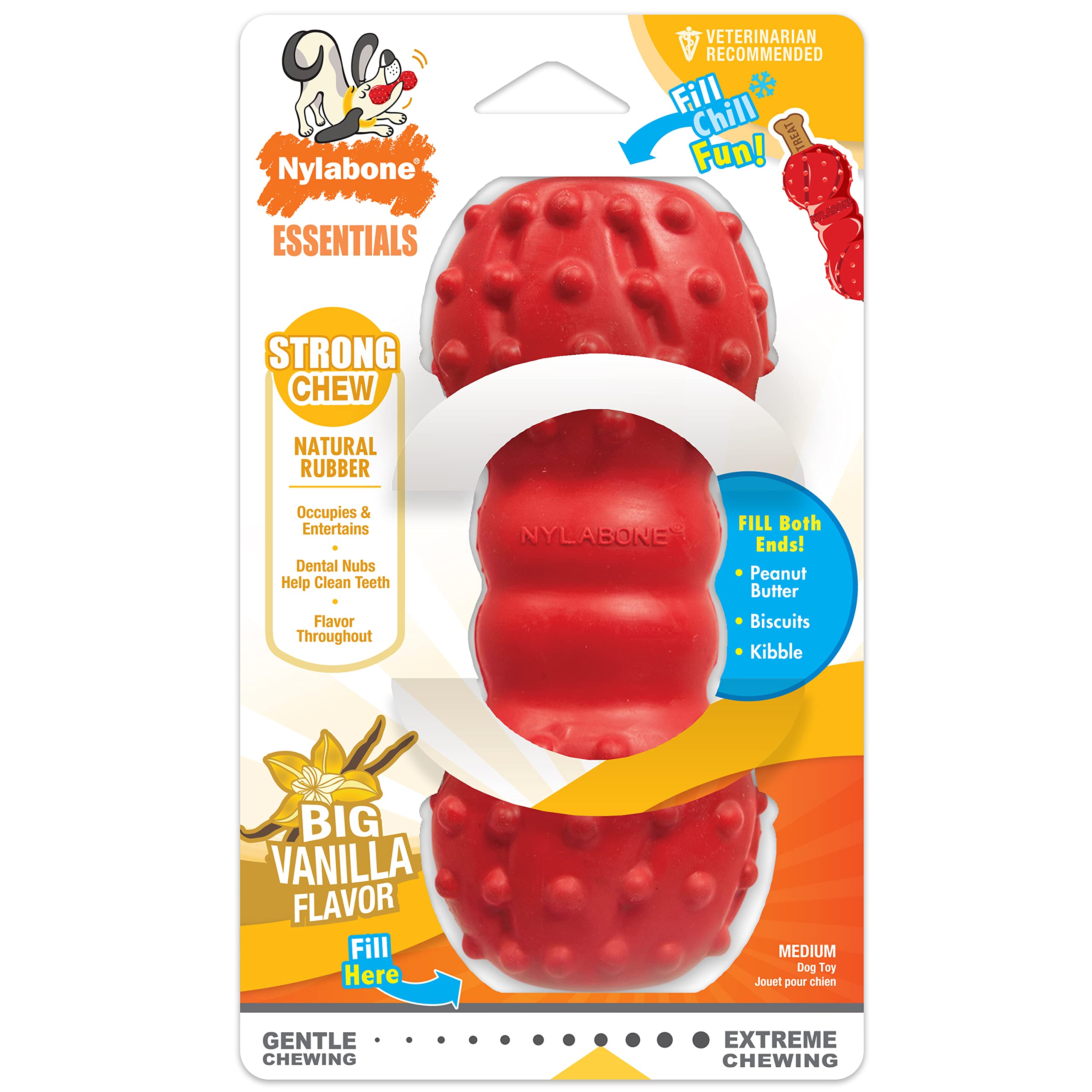 Nylabone Cone Bone Strong Natural Rubber Dental Dog Chew Toy Vanilla Flavour, Medium, for Dogs up to 16kg