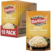 Idahoan Buttery Golden Selects Instant Mashed Potatoes | 4.1oz - Pack of 10 | Real Idaho Potatoes, Skins and Butter | Rich and Creamy | Gluten-Free | Quick and Easy to Prepare Side Dish or Dinner Meal