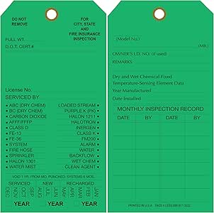 Amazon.com : Custom Printed Fire Extinguisher Tags ...
