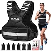 Adjustable Weighted Vest Women Men, 6-12 Lb/10-19 Lb/20-32 Lb Rucking Vest with 6 Ironsand Weights, Great Vest with Plus Pockets & Reflective Strips for Running, Walking, Workout and Strength Training