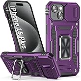 SEFING Case for iPhone 15 Plus iPhone Case iPhone 15 Plus Phone Case with Camera Lens Cover, with Ring Holder Kickstand, fit Magnetic Car Mount, for iPhone 15 Plus (Purple)