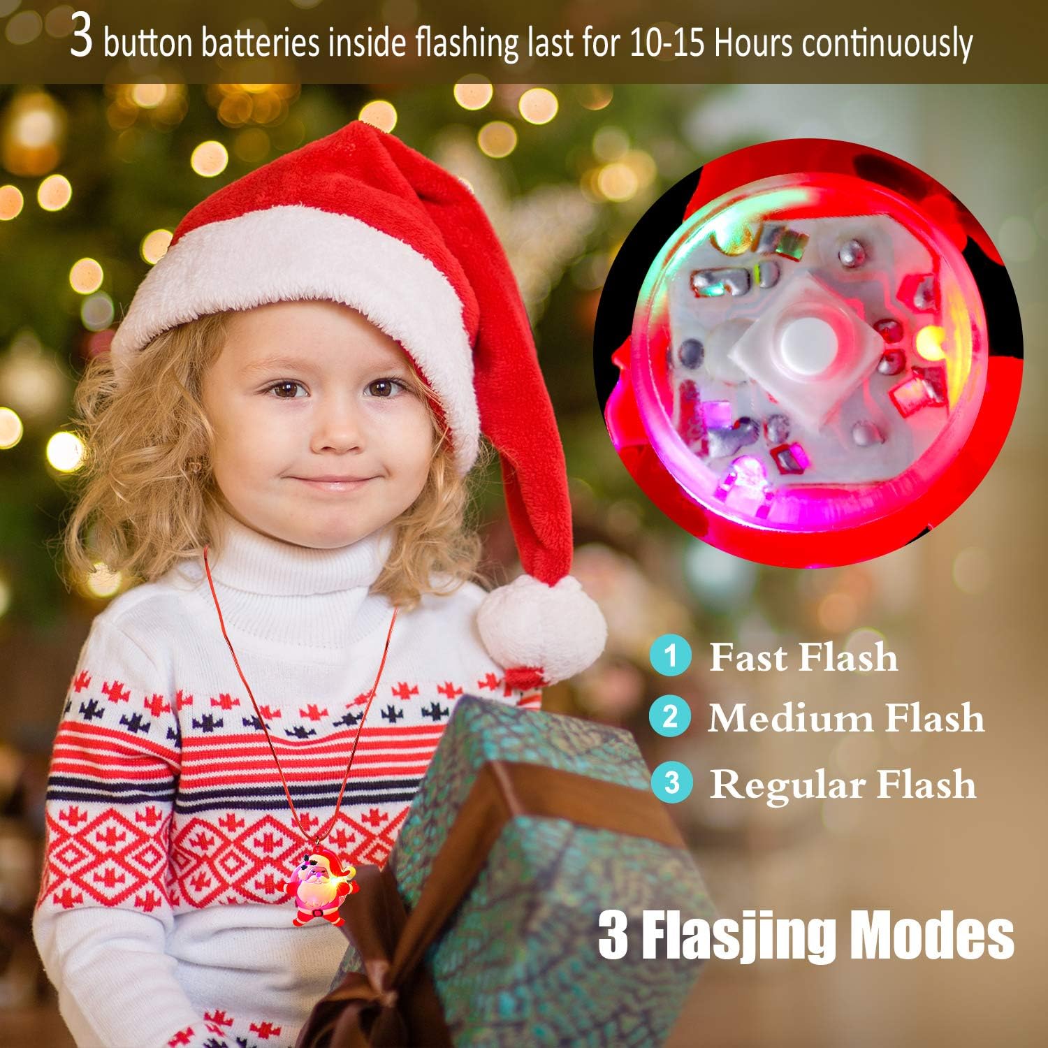 Christmas Holiday Flashing Light Necklaces Soft Chain Necklace