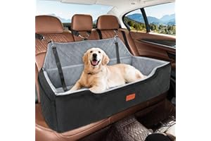 Large Dog Car Seat Under 100 lbs, Washable Dog Car Bed for 2 Medium Dogs, Detachable Pet Booster Seat with Storage Pocket and
