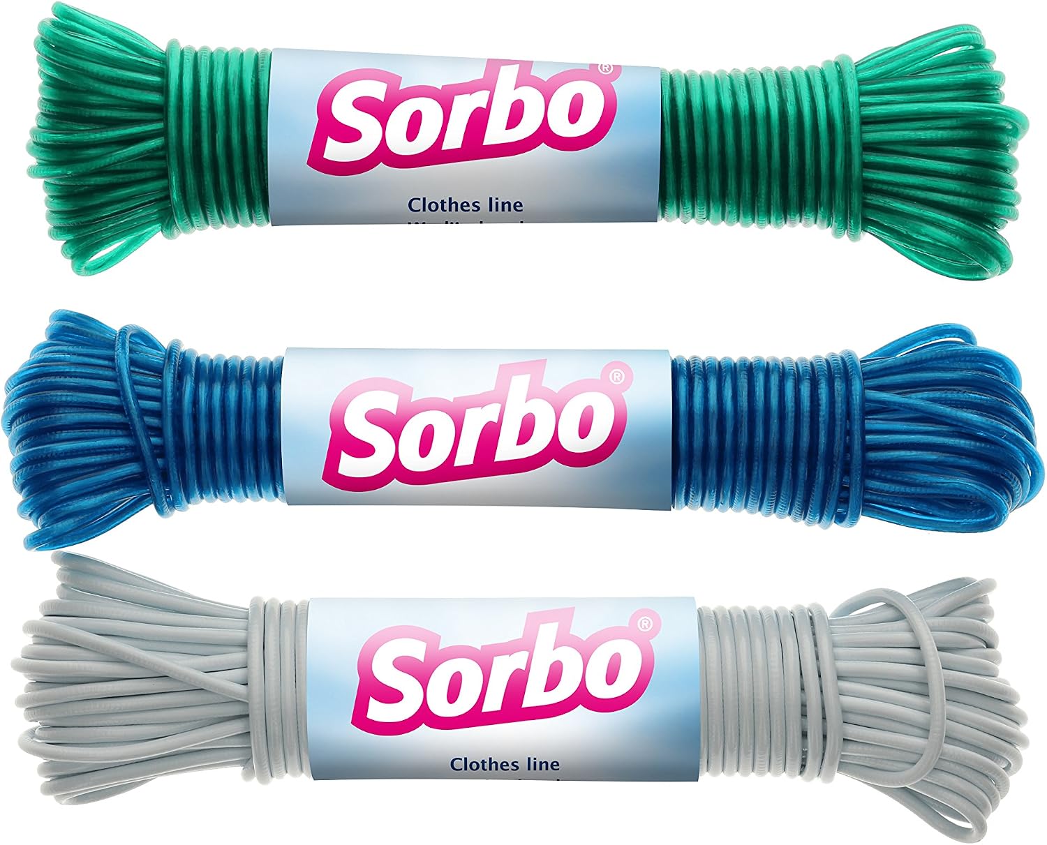 Sorbo Steel Core Clothes Line, 20 metre length washing line, heavy duty core with a flexible costing for non-Slip ease of use