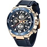 BENYAR Mens Watches Chronograph Date Waterproof Sports Watches Leather Strap Business Wrist Watches