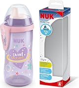 NUK Kiddy Cup Night Toddler Cup 300 ml Glow in the Dark Leak-Proof Spout Purple view 1