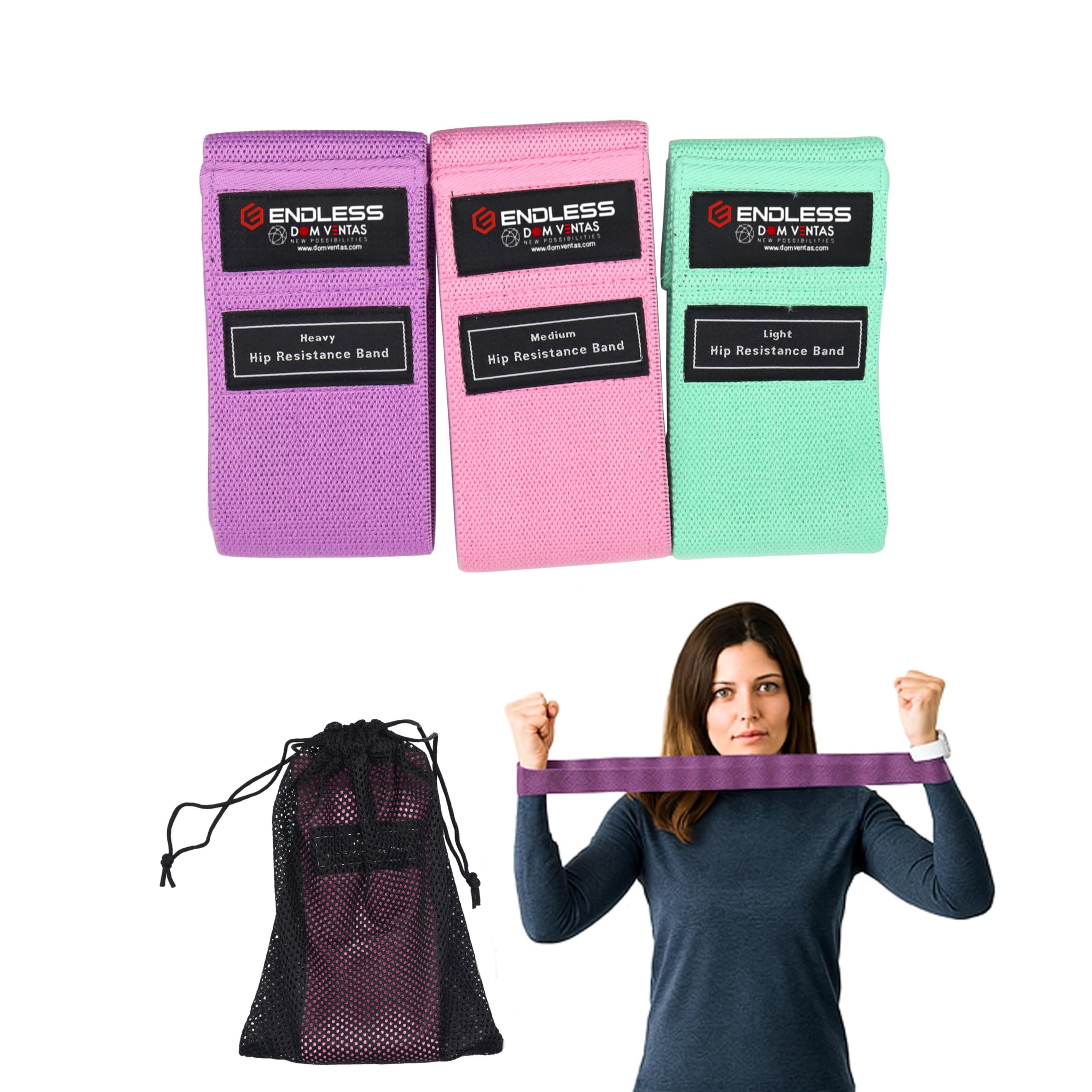 Endless EL1044 Resistance Loop Bands Set of 3 Pcs With Light, Medium and Heavy Resistance Level | Multi Colour | Material : Cotton | For Squats, Stretching, Hip & Glute Heavy Workouts for Men & Women