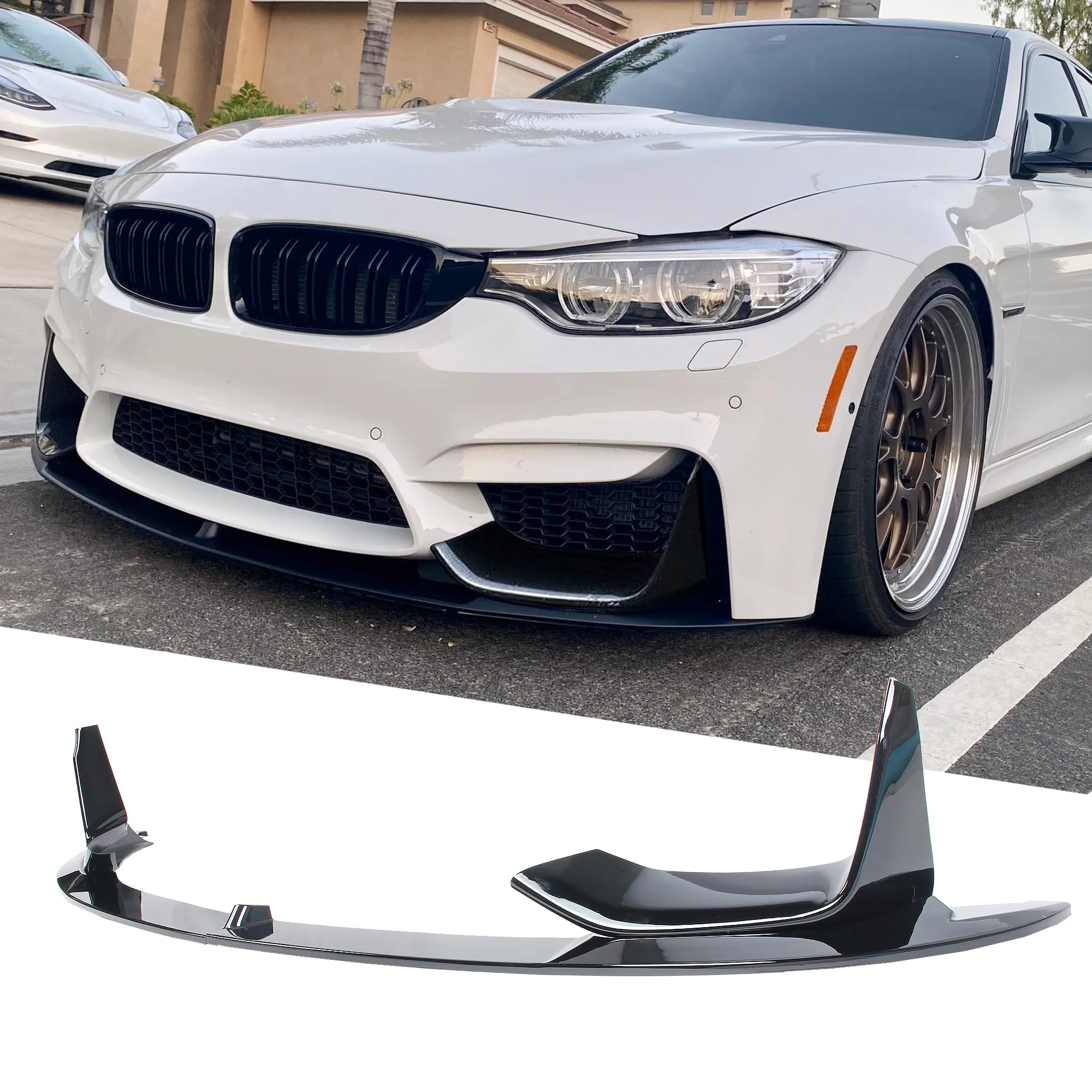 Photo 1 of NEESPOC Front Bumper Lip Splitter Spoiler Fit for BMW M3 F80 M4 F82 F83 2015-2020 Painted Gloss Black Accessories Air Chin Body Kit