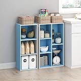 Furinno LUDER 5-Cube Book Shelf White Light Blue 49.5W x 80H x 23.9D cm view 6