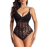 Avidlove Bodysuit for Women Sexy Lace Top One Piece Lingerie V Neck Mesh Tops Going Out Cami Naughty Push Up Body Suit S-XXL