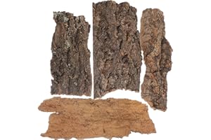 SEWACC 4pcs Natural Cork Bark Bits Reptile Bark Bedding Flat Cork Bedding Terrariums Substrate for Snake Spiders Bearded Dragons Frogs Tank Supplies