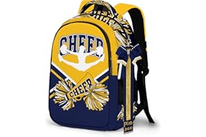 PAXIAROY Cheer Backpack with Glitter Cheerleader Keychain, Cheer Pin Strap for Backpack, Cheerleading Gifts for Team Women (Gold Navy)