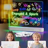 X-Mango 16" LED Drawing Board for Kids, 12 Light Effects, Off-White | Rechargeable LED Note Board with Detachable Acrylic Panel, Birthday Gifts for Girls &amp; Boys Ages 5 6 7 8 9 10-12 (Off-White)