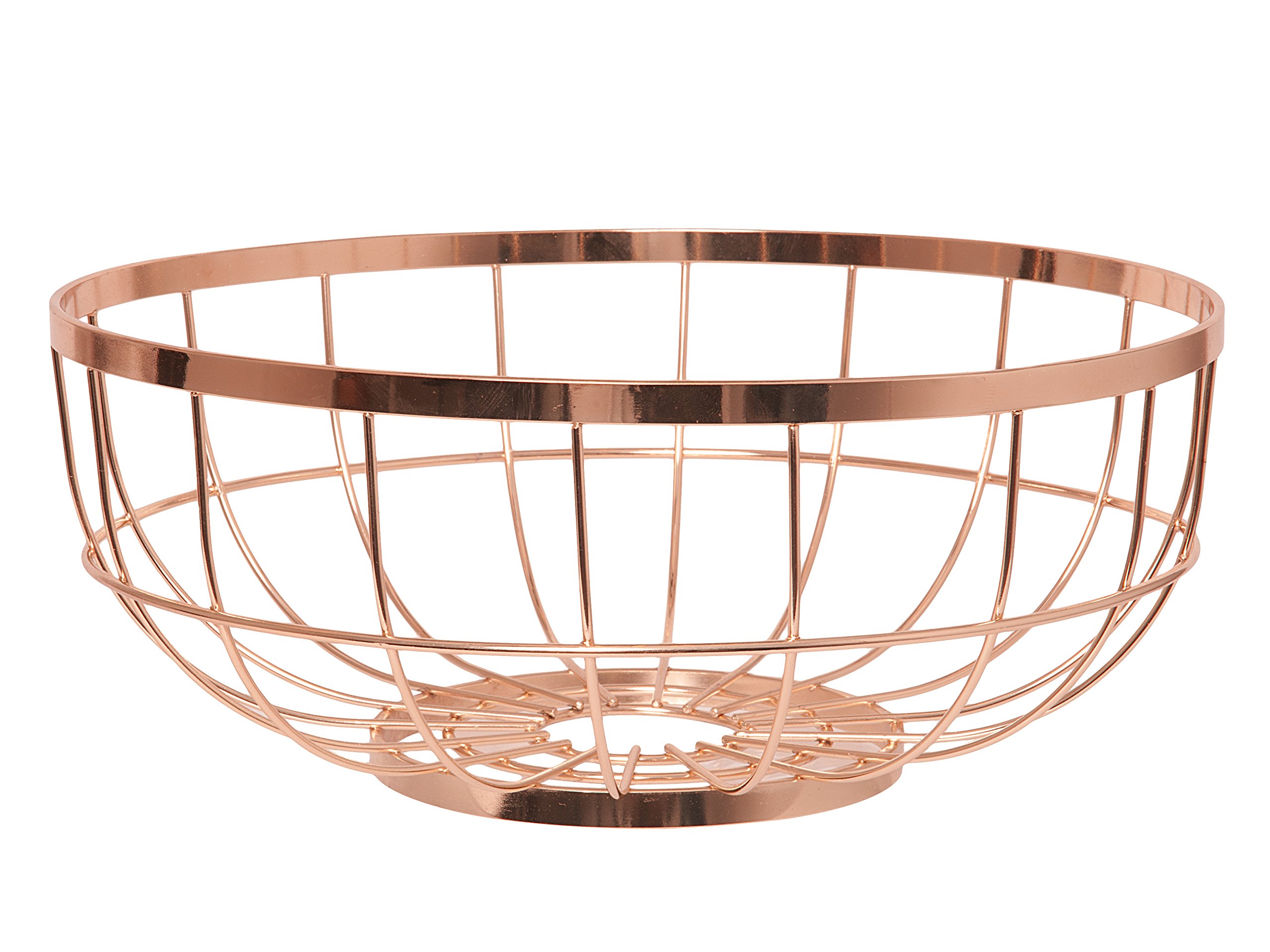 Metal Fruit Basket Bowl Open Grid Copper
