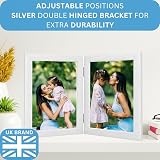 Clay Roberts Double Photo Frame 6x4 White Holds 2 Portrait Frames Twin Hinged view 4