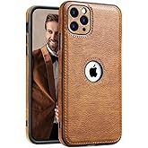 SOUTEM PU Leather Case for iPhone 11 Pro Max,Full Camera Lens Protection Cover,PU Leather Slim Luxury Business Non-Slip Grip Rugged Shockproof Full Body Protective Case for iPhone 11 Pro Max (Brown)