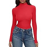 REORIA Women’s Turtleneck Tops Slim Basic Mock Neck Long Sleeve Shirts 2025 Fall Winter Layering Outfits