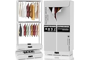 KISEELY Clothes Dryer, Portable Foldable Drying Machine with Timer, Easy Carry Laundry Drying Wardrobe with Large Capacity, Electric Dryer/Rack for Home | Appartments | RV (Grey DF1)