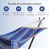 VonHaus Hammock with Stand Freestanding 1 Person Blue Stripe PolyCotton view 8