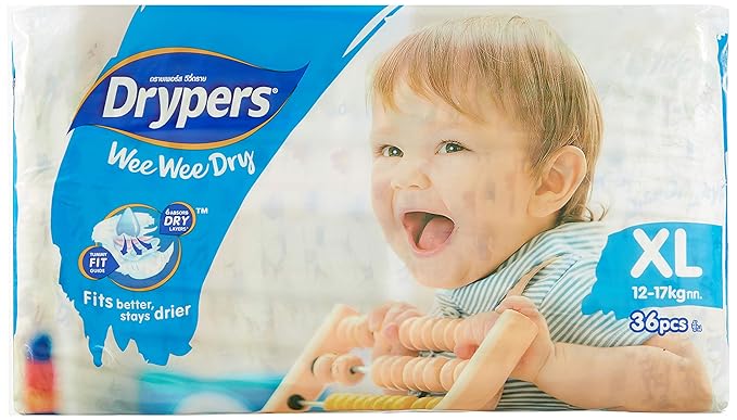 Drypers Wee Wee Dry Extra Large Size Diapers (36 Counts)