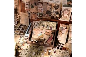 JOJIJOY Vintage Aesthetic Scrapbook Kit, Scrapbooking Supplies Kit for Bullet Junk Journal, Stationery, A6 Grid Notebook, DIY Journalling Kit, Birthday Craft Gift for Teen Girl Kid Women