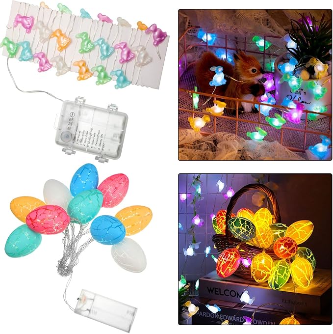 2 Pieces Easter Decoration Lights 40 LED Lights Easter Rabbit Bunny