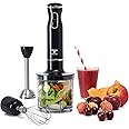 Moss & Stone Hand Blender Electric With Egg Whisk & Chopper, Powerful 300 Watt Immersion Hand Blender Set, Hand Mixer Set Sta