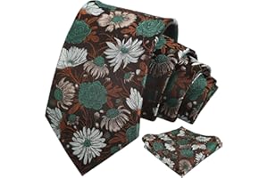 Alizeal Mens Colorful Large Bloom Tie and Pocket Square for Party Nights and Weddings