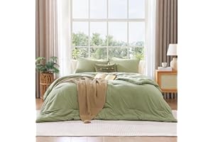 WRENSONGE Sage Green Twin XL Comforter Set, 2 Piece Soft Microfiber Twin Bedding Sets(1 Fluffy Twin XL Comforter with 1 Pillow Sham) - Green Warm Twin Bed Comforter Suitable for All Seasons