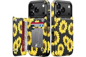LETO for iPhone 17 Pro Max Wallet Case with Card Holder - Flip Folio Leather Kickstand - Fashionable Flower Designs - Shockproof Protective Phone Cover for Women and Girls - Blooming Sunflowers
