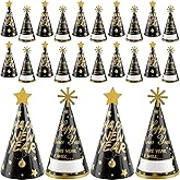 Restroma 24 Pcs New Years Eve Party Hats Gold Glitter Party Cone Hat Happy New Year Hat for New Years Eve Party Decorations, 2 Styles