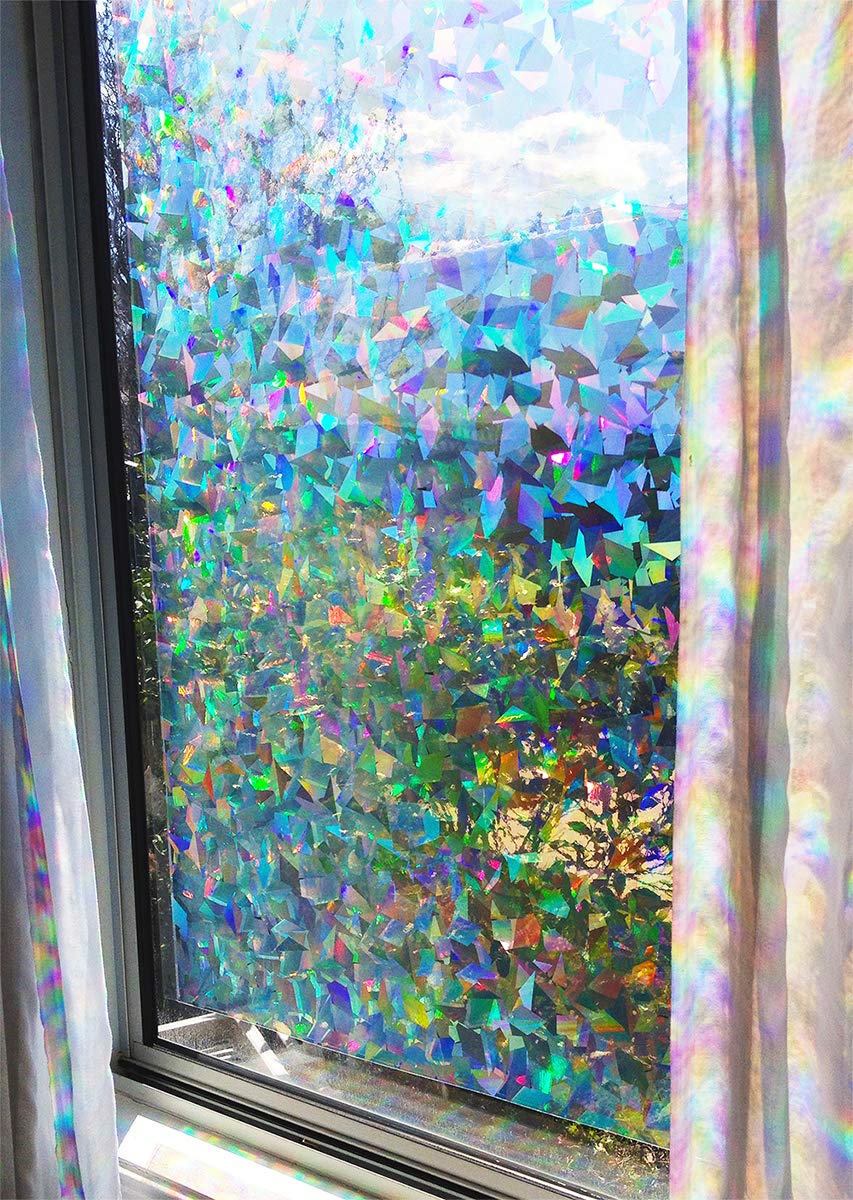 Rainbow Symphony- Rainbow Suncatcher Window Film, Crystal Patterned Window Clings, 24" X 36" Panel, Made in USA — image 1