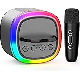 HWWR Mini Karaoke Machine for Kids: Portable Bluetooth Speaker with Wireless Microphone for Kids & Adults - Ideal Christmas Easter Birthday Gift Music Toys for Girls Boys Aged 4 5 6 7 8 9 10 11 12+